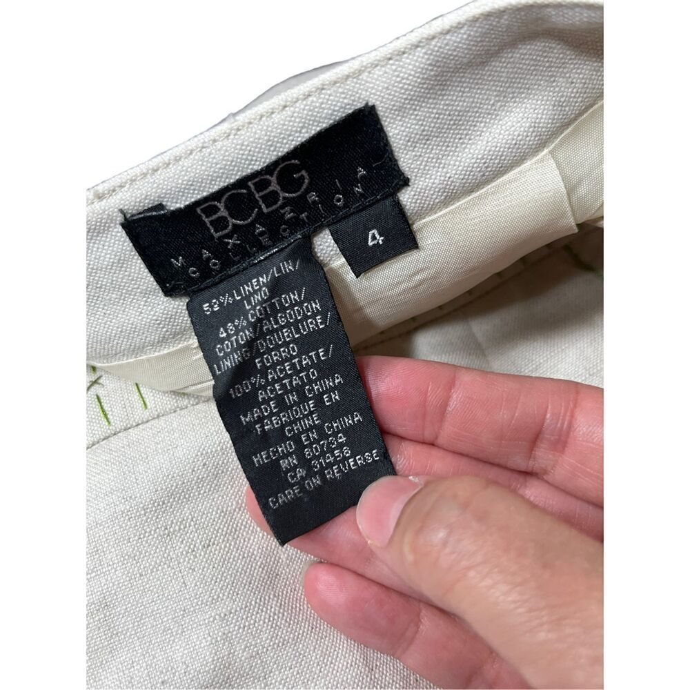 BCBG‎ Max Azria Vintage Linen Blend Embroidered Floral Skirt Size 4 - Picture 11 of 11